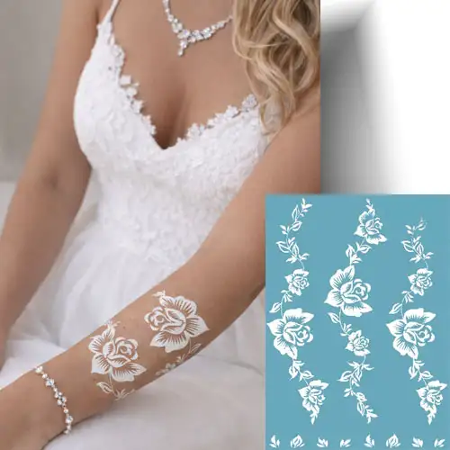 Tatouage temporaire petite fleur blanche, look bohème chic, tenue 3 à 7 jours, idéal pour un mariage ou pour l'été.