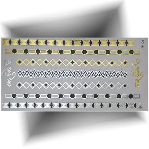 tatouage éphémère métallisé bracelets fins doré argent effet bijou peau