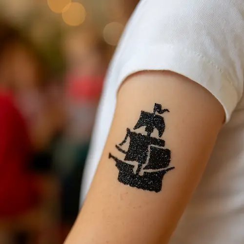 Tatouage pailleté bateau pirate