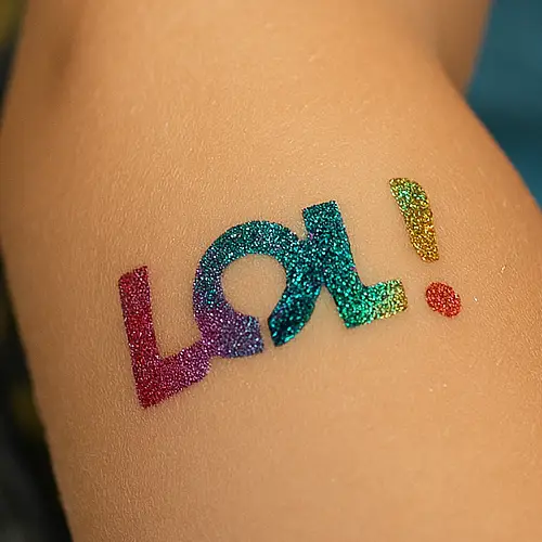 Tatouage temporaire LOL en paillettes