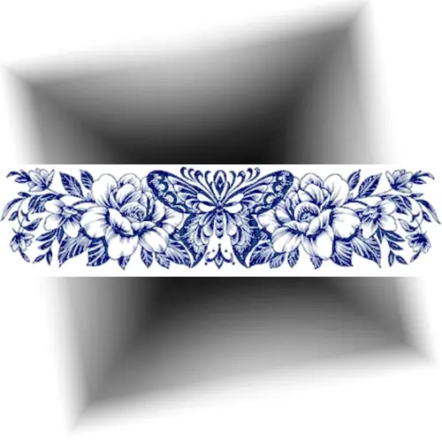 Tatouage semi-permanent au jagua motif papillon et fleurs.