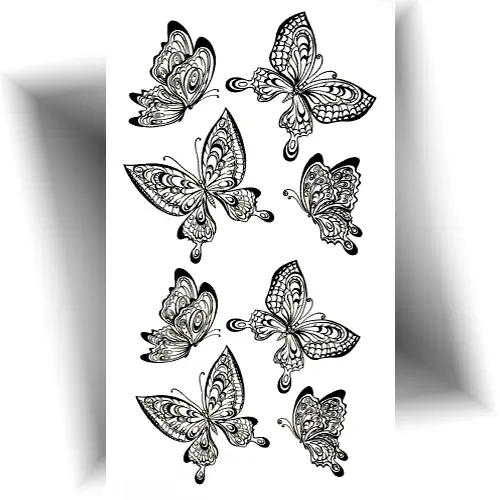 Tatouage temporaire papillon tribal noir - Effet moderne - Style intemporel.