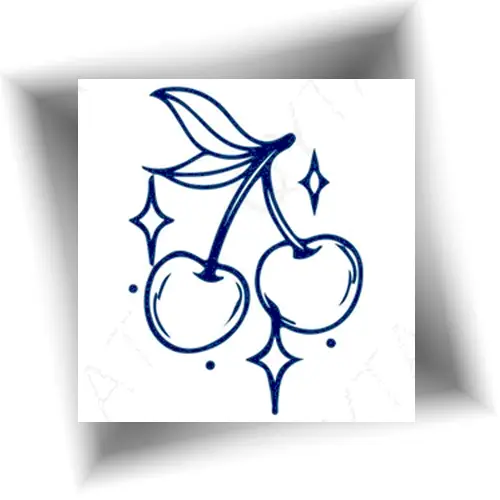 Tatouage semi-permanent cerise à base de jagua, un motif de cerise réaliste de taille moyenne, prêt à l’emploi