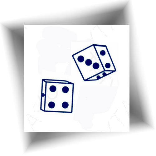 Tatouage semi-permanent en jagua bleu nuit représentant deux dés, rendu réaliste pour tester un motif avant un tatouage permanent.