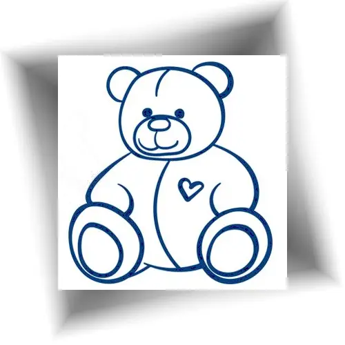 Tatouage ourson au jagua représentant un petit nounours en peluche avec un cœur, semi-permanent.