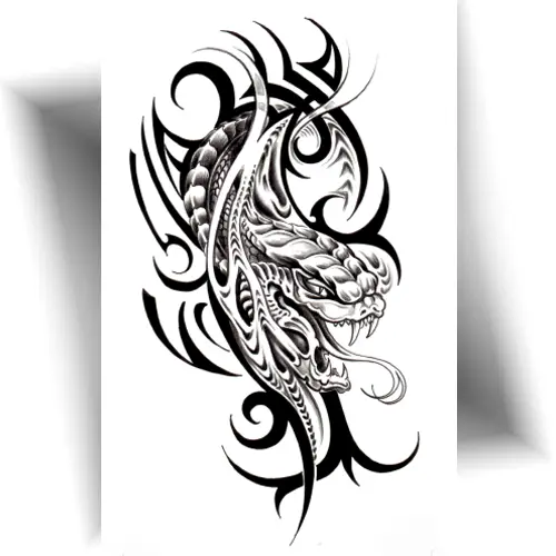Tatouage éphémère serpent tribal noir - Design moderne pour le bras, le mollet ou le dos.