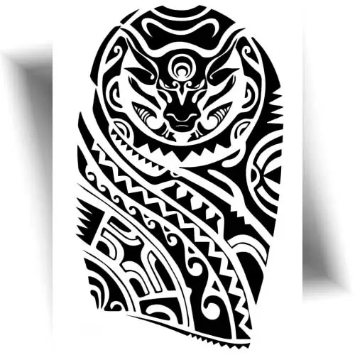 Tatouage éphémère taureau tribal noir – un symbole de force et de protection.