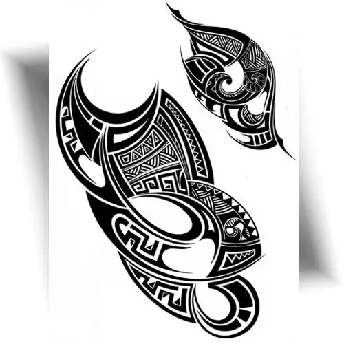 Tatouage temporaire bras Maori – motifs tribaux noirs inspirés de la culture polynésienne, idéal pour tester un tatouage avant un définitif.