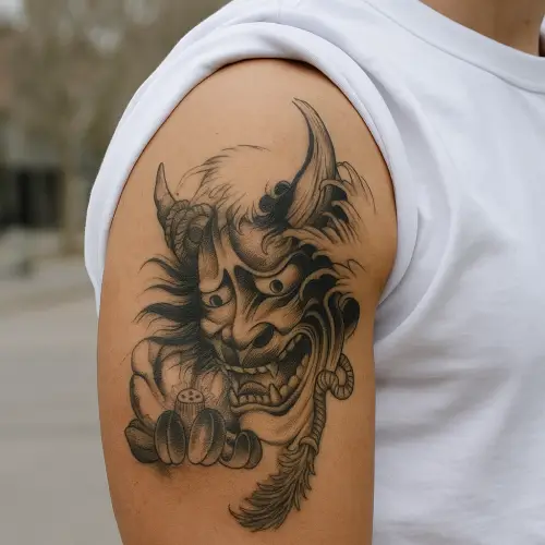 Tatouage temporaire démon Japonais Oni traditionnel