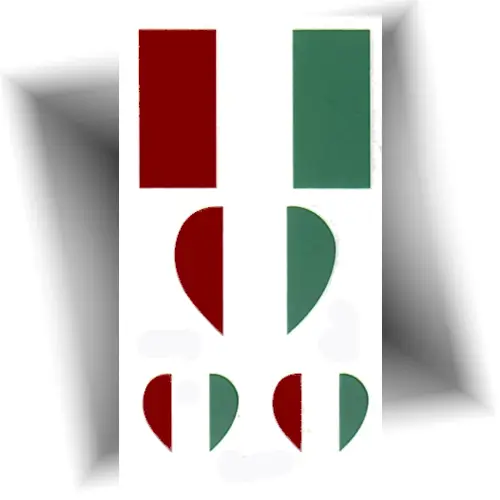 Planche de 4 tatouages temporaires drapeau Italie, aux couleurs vert, blanc et rouge, idéale pour matchs de football, fêtes nationales et événements festifs