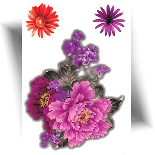 Tatouage temporaire fleur de pivoine avec un effet trompe-l’œil.