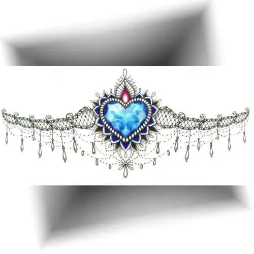 Tatouage temporaire underboobs cœur diamant, stylisé, a appliquer sous la poitrine ou en bas du dos pour un effet sensuel.