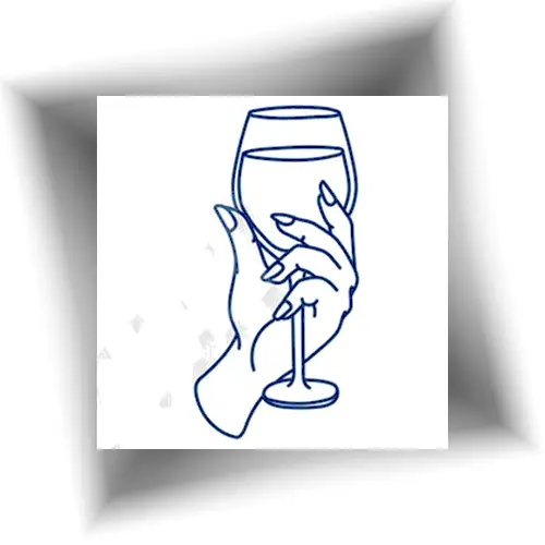 Tatouage temporaire minimaliste représentant un verre de vin, réalisé avec du jagua, semi-permanent, tenue 8 à 15 jours.